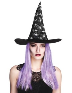 Chapeau de sorcière araignée avec des cheveux - de haute qualité, idéal pour le carnaval, les fêtes à thème et les événements sp